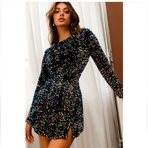 Selfie Leslie Black Sequin Mini Dress - Picture 1 of 3